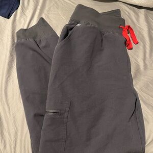 Women’s Gray Scrub Joggers with Red Accents